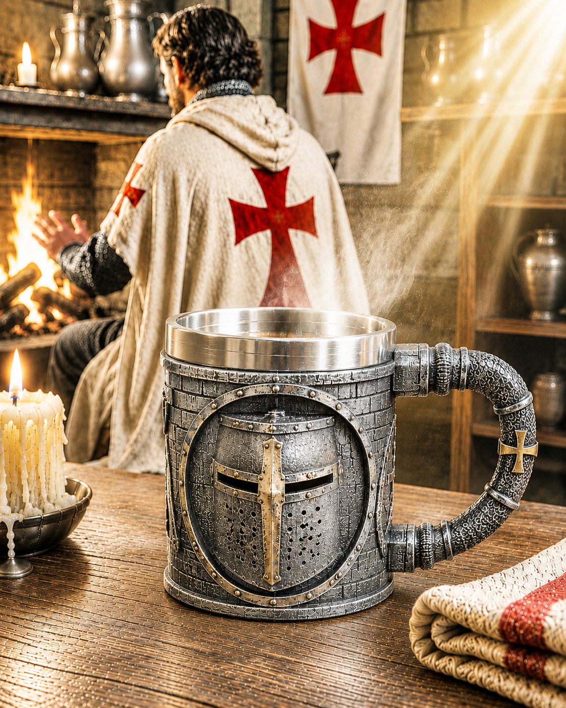 Mug médiéval Heaume de Chevalier – 350 ml - Résine peinte à la main