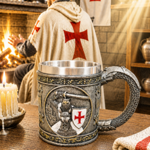 Mug médiéval Chevalier Templier – 350 ml – Résine peinte à la main