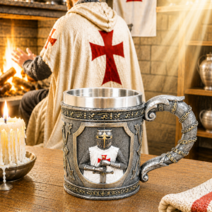 Mug médiéval Chevalier Templier – 350 ml – Résine peinte à la main